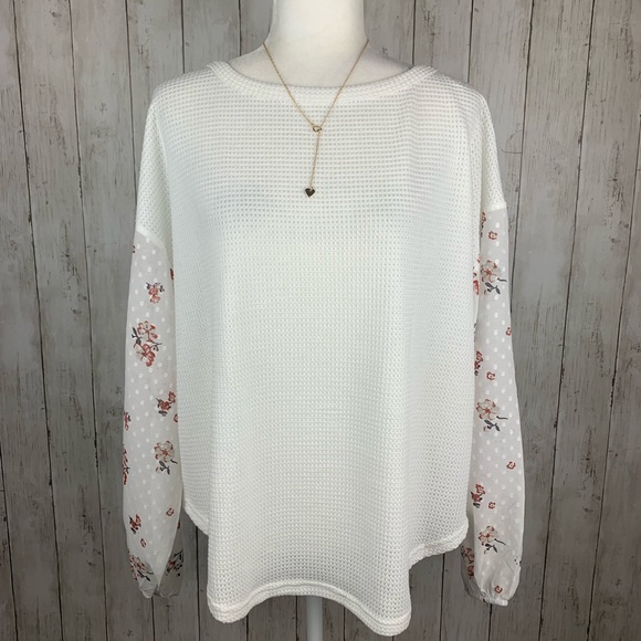 🔥BOHO BLOSSOM🔥Contrast Swiss Dot Knit Top S/M/L/XL NWT - Picture 3 of 6